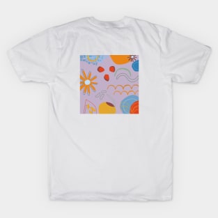 Lilac abstract fruit and floral pattern T-Shirt